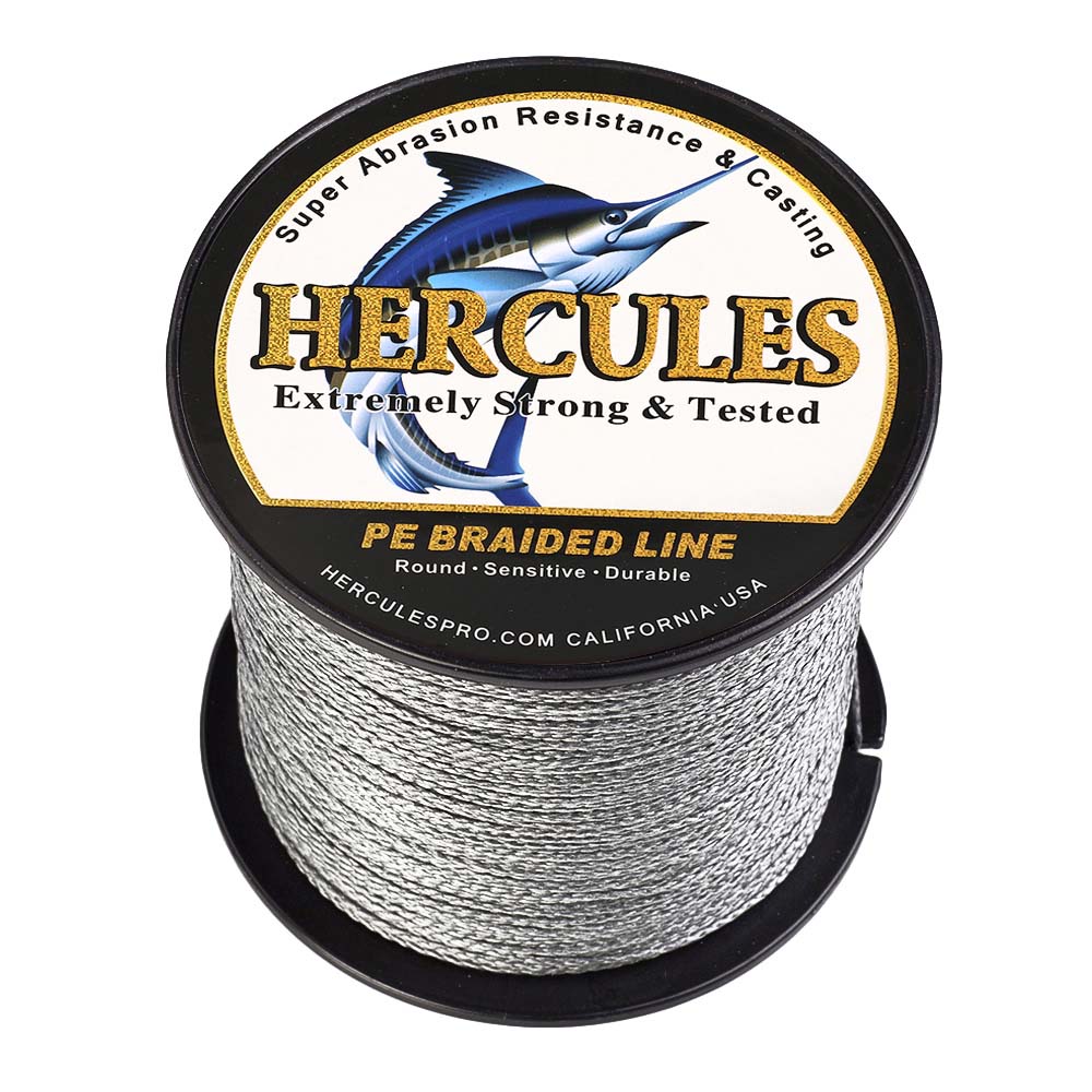 100M 109Yds Grey 6lb-100lb HERCULES PE Braid Fishing Line 4 Strands HERCULES
