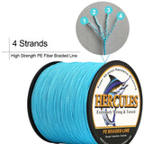 100M 109Yds Camo Blue HERCULES 4 Strands 6lbs-100lbs PE Dyneema braid Fishing Line blue camouflage braided Line HERCULES