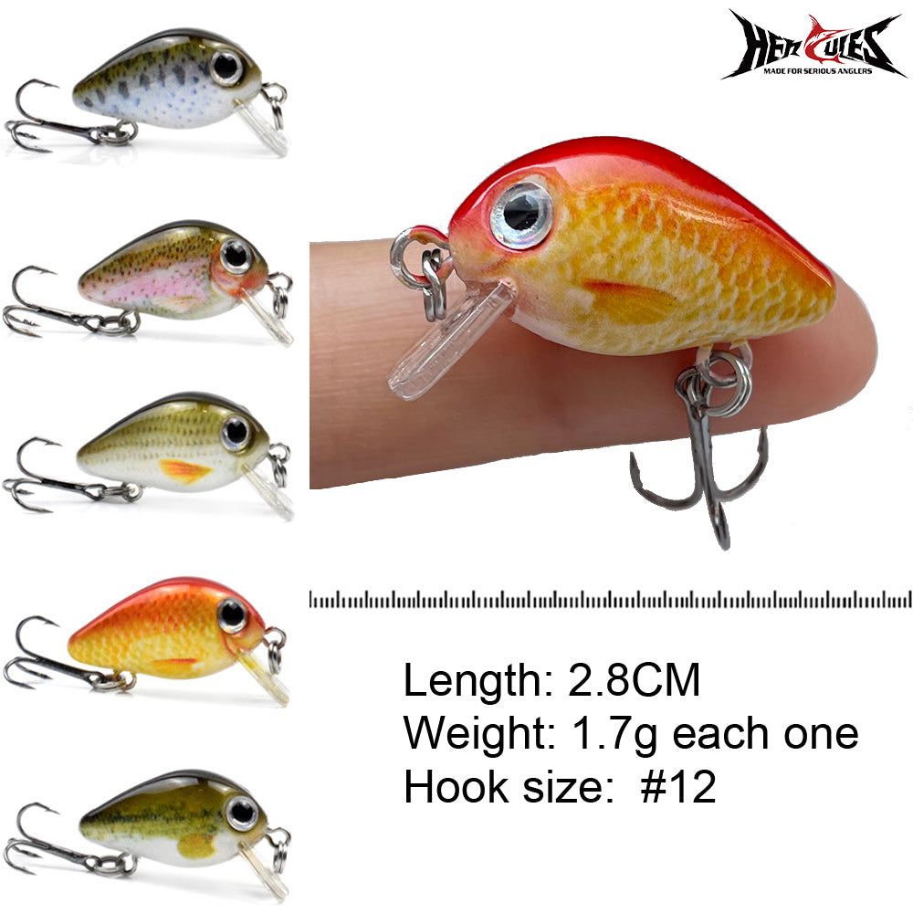 HERCULES 5Pcs/Box Mini Crankbaits Set Fishing Lures Hard Baits Swimbaits Boat Ocean Topwater Lures for Trout Bass Perch Fishing Lures HERCULES SALE