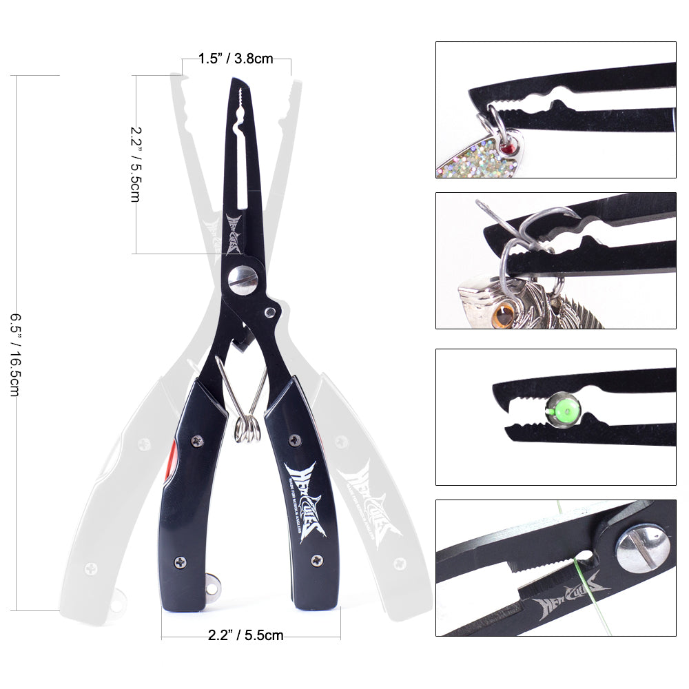 HERCULES Fishing Pliers with Sheath and Lanyard Hook Remover and Cutter With Folding Multitool(6.5") HERCULES SALE