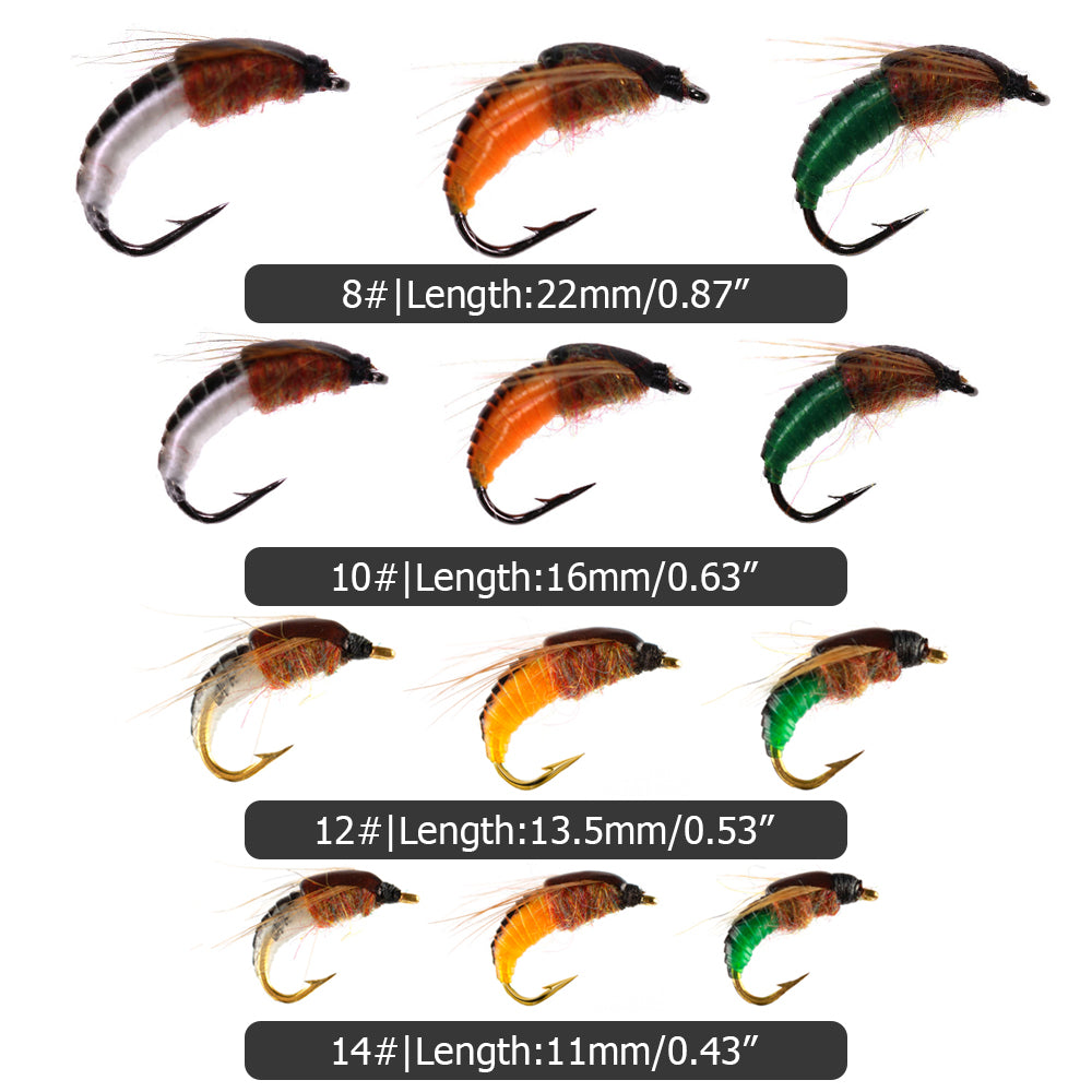 6X #12 Realistic Nymph Scud Fly Trout Fish Artificial Lure Insect Bait 