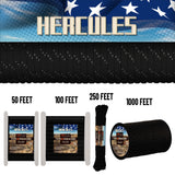 HERCULES Reflective 550 Paracord Black for Camping Rope Type III Parachute Cord HERCULES