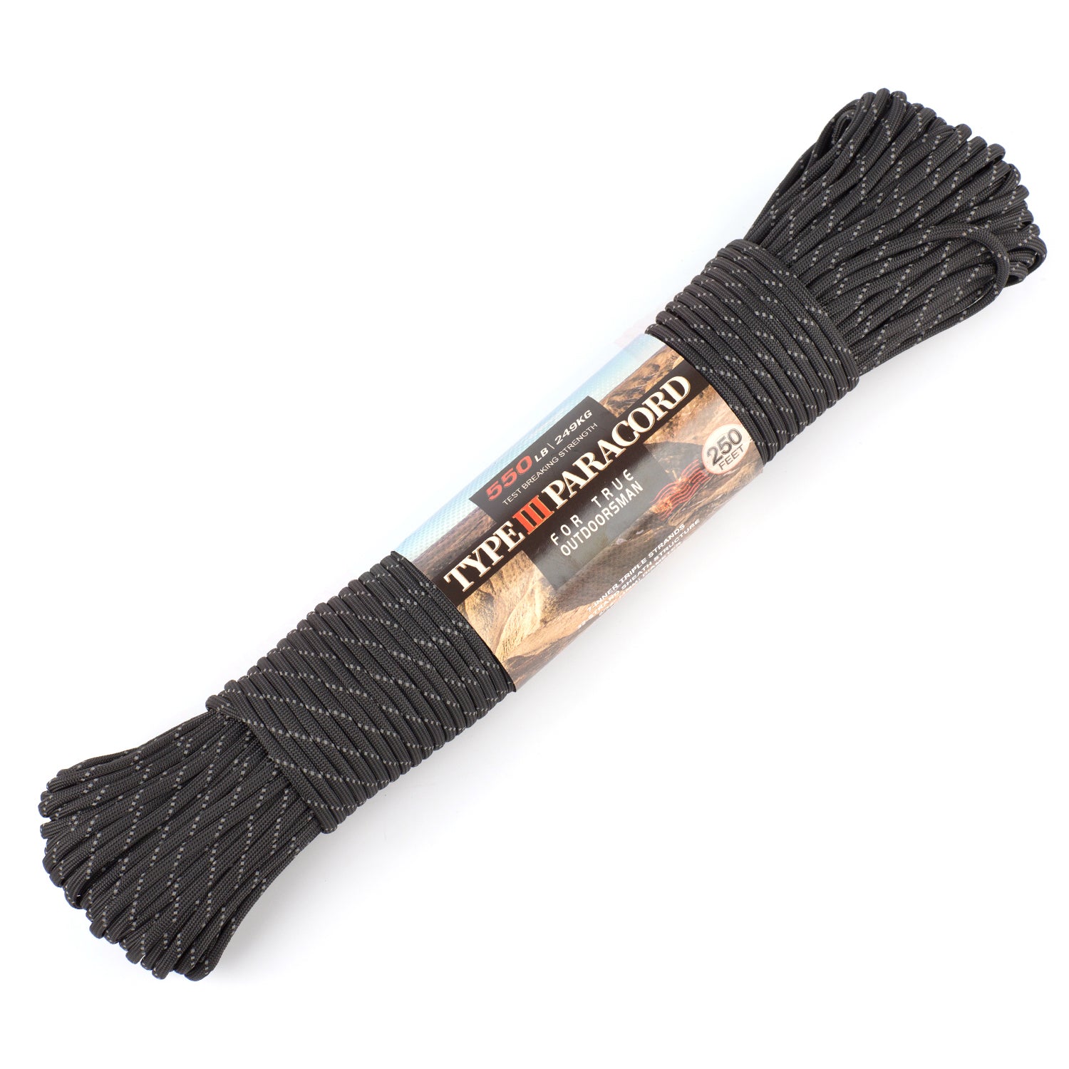 HERCULES Reflective 550 Paracord Black for Camping Rope Type III Parac – HERCULES Fishing Tackle
