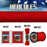HERCULES 550 Paracord Survival Rope Imperial Red Type III Parachute Cord for Camping HERCULES