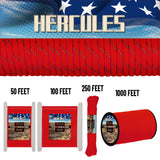 HERCULES Reflective 550 Paracord Imperial Red for Camping Rope Type III Parachute Cord HERCULES