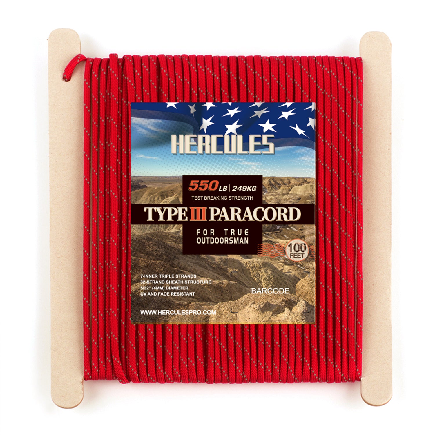 HERCULES Reflective 550 Paracord Imperial Red for Camping Rope Type II –  Hercules Fishing Tackle