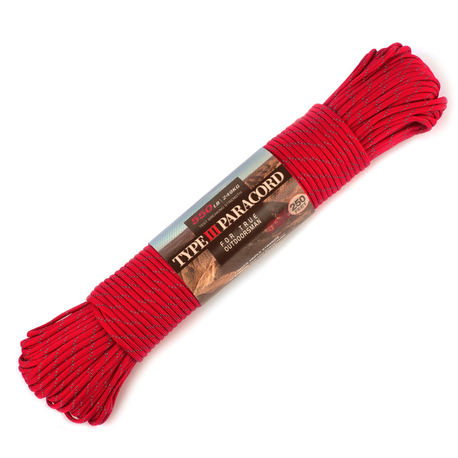 HERCULES Reflective 550 Paracord Imperial Red for Camping Rope