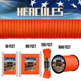 HERCULES 550 Paracord Survival Rope Neon Orange Type III Parachute Cord for Camping HERCULES