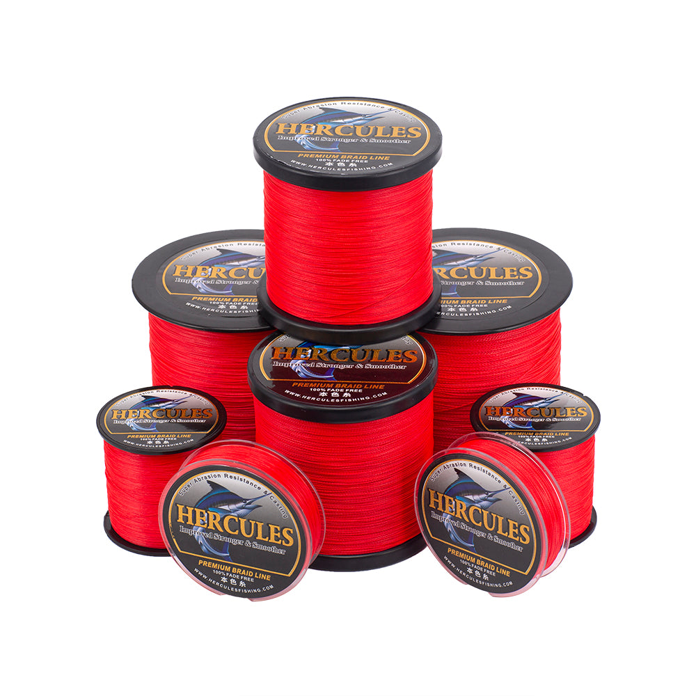 HERCULES No Fade Fishing Line Red 8 Strands PE Braided Fishing Line10LB-120LB HERCULES