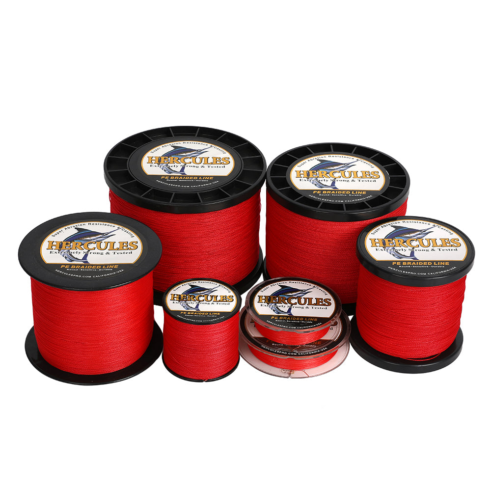 Hercules Braided Fishing Line 9 Strands 300m Braid Wire Super PE Strong  Strength Fish Line 10LB-320 LB 15 Color Multifilament Color: Red, Line  Number: 3.0