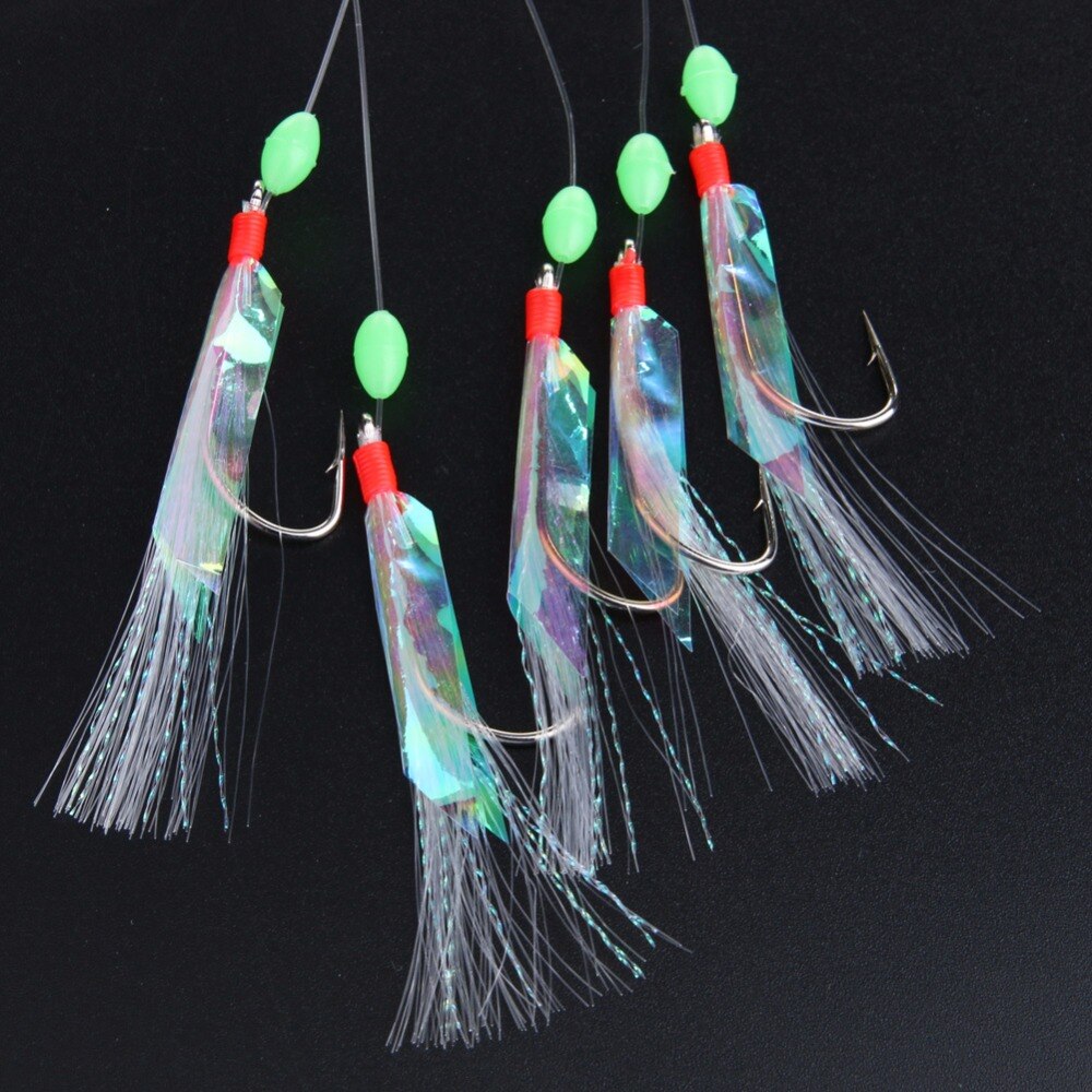 5pcs/Pack Sabiki Soft Fishing Lure Rigs Bait Jigs Lure Feather lure Herring  Bait