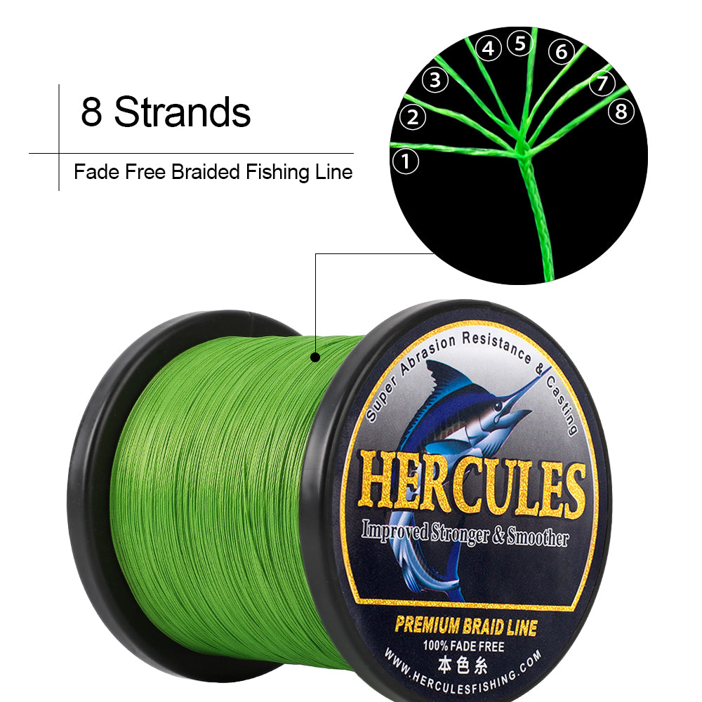 HERCULES No Fade Fishing Line Yellow 8 Strands Strong PE Fishing Line 10LB-120LB Braided Fishing Lines HERCULES