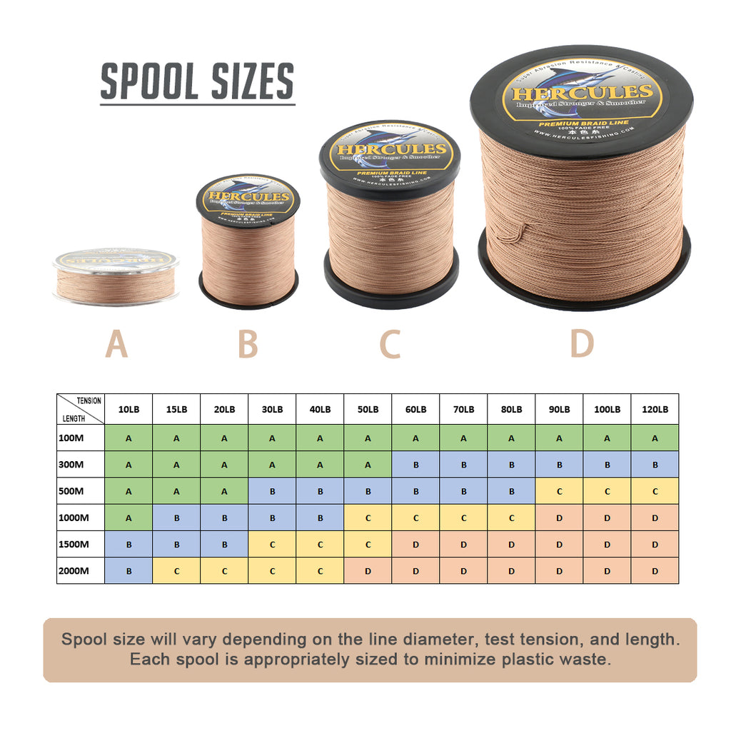 HERCULES No Fade Fishing Line Brown 8 Strands Strong PE Fishing Line 10LB-120LB Braided Fishing Lines HERCULES