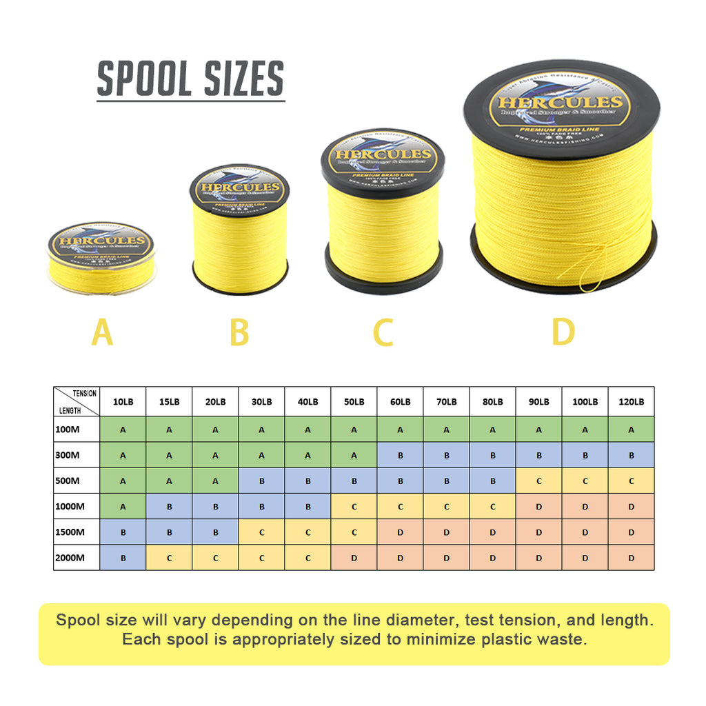 HERCULES No Fade Fishing Line Yellow 8 Strands Strong PE Fishing Line 10LB-120LB Braided Fishing Lines HERCULES