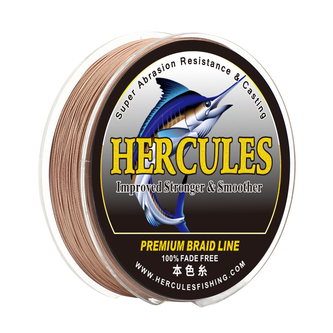 HERCULES No Fade Fishing Line Brown 8 Strands Strong PE Fishing Line 10LB-120LB Braided Fishing Lines HERCULES