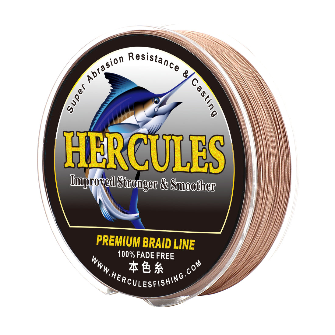 HERCULES No Fade Fishing Line Brown 8 Strands Strong PE Fishing Line 10LB-120LB Braided Fishing Lines HERCULES