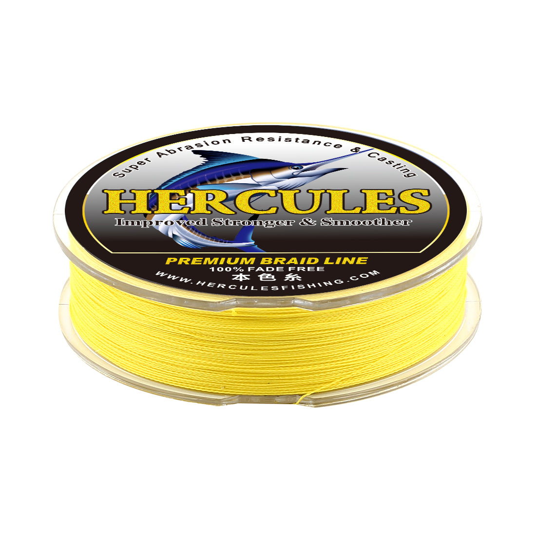 HERCULES No Fade Fishing Line Yellow 4 Strands 6LB-100LB Super Strong PE Braided Fishing Line HERCULES