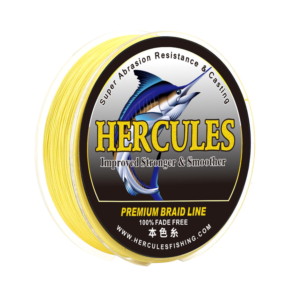 HERCULES No Fade Fishing Line Yellow 8 Strands Strong PE Fishing Line 10LB-120LB Braided Fishing Lines HERCULES