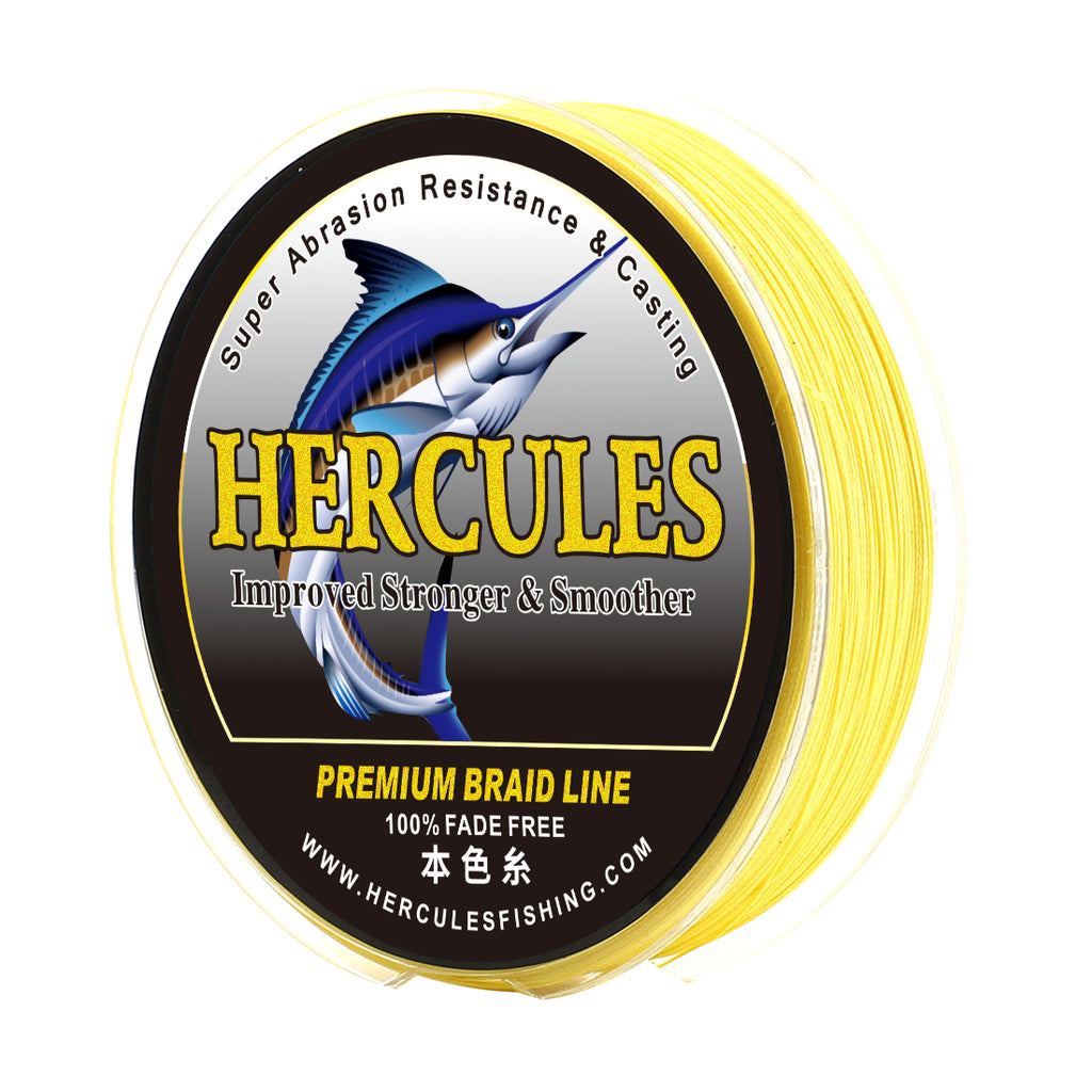 HERCULES No Fade Fishing Line Yellow 8 Strands Strong PE Fishing Line 10LB-120LB Braided Fishing Lines HERCULES