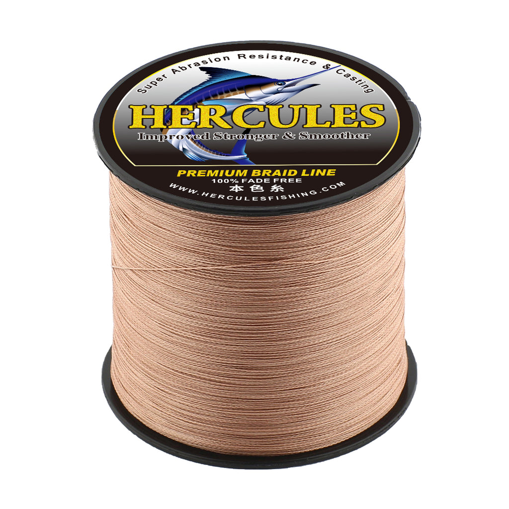 HERCULES No Fade Fishing Line Brown 4 Strands 6LB-100LB Super Strong PE Braided Fishing Line HERCULES