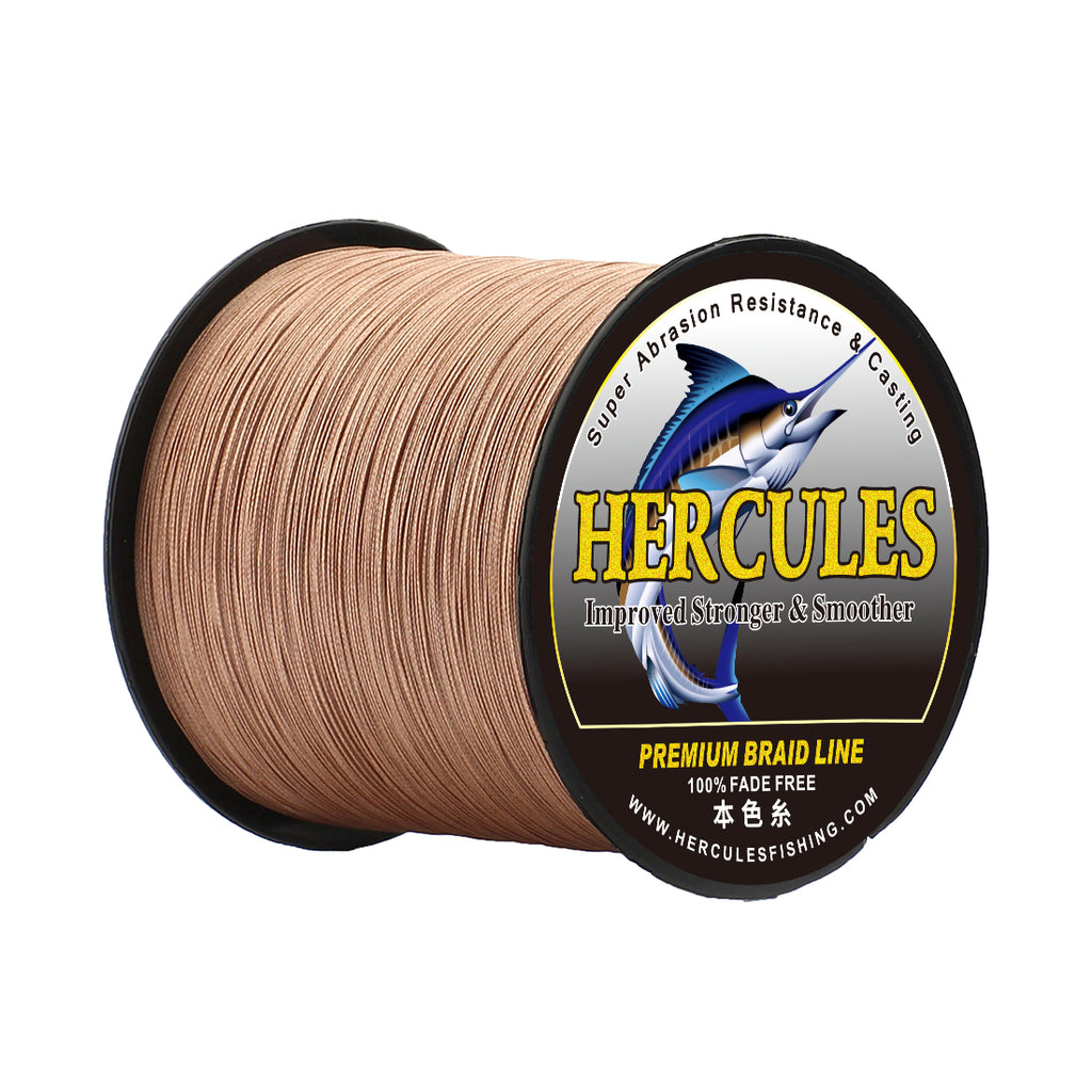 HERCULES No Fade Fishing Line Brown 8 Strands Strong PE Fishing Line 10LB-120LB Braided Fishing Lines HERCULES