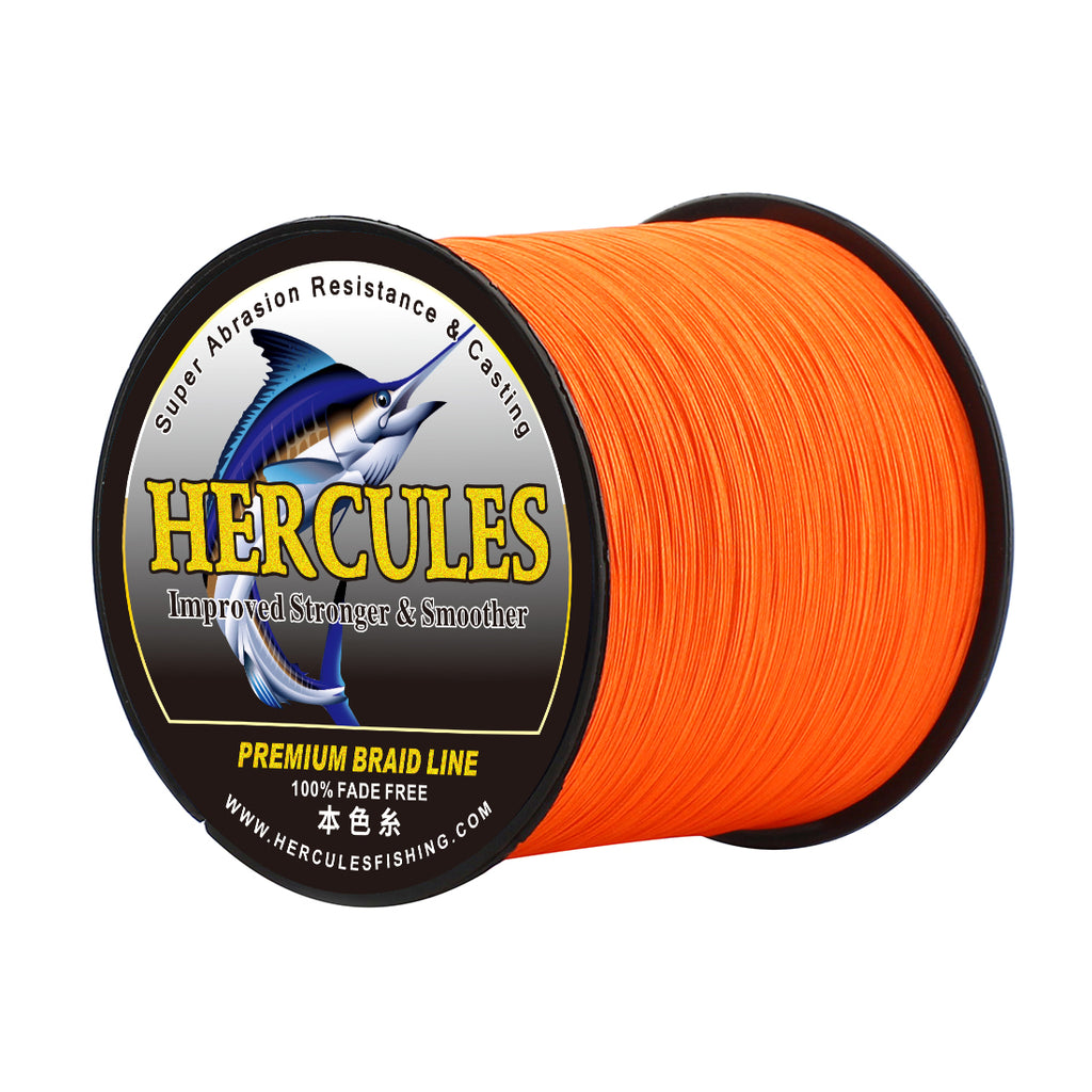 HERCULES No Fade Fishing Line Orange 8 Strands Strong PE Fishing Line 10LB-120LB Braided Fishing Lines HERCULES