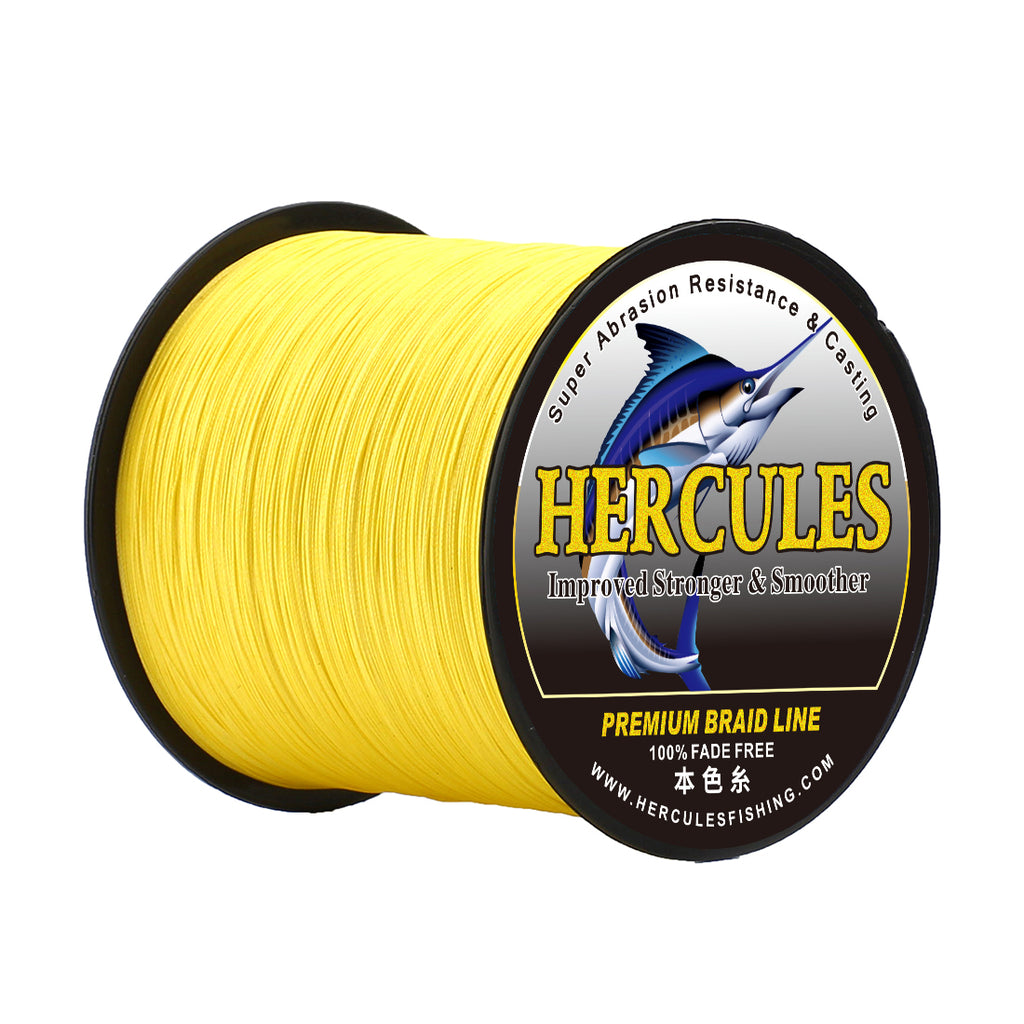 HERCULES No Fade Fishing Line Yellow 8 Strands Strong PE Fishing Line 10LB-120LB Braided Fishing Lines HERCULES