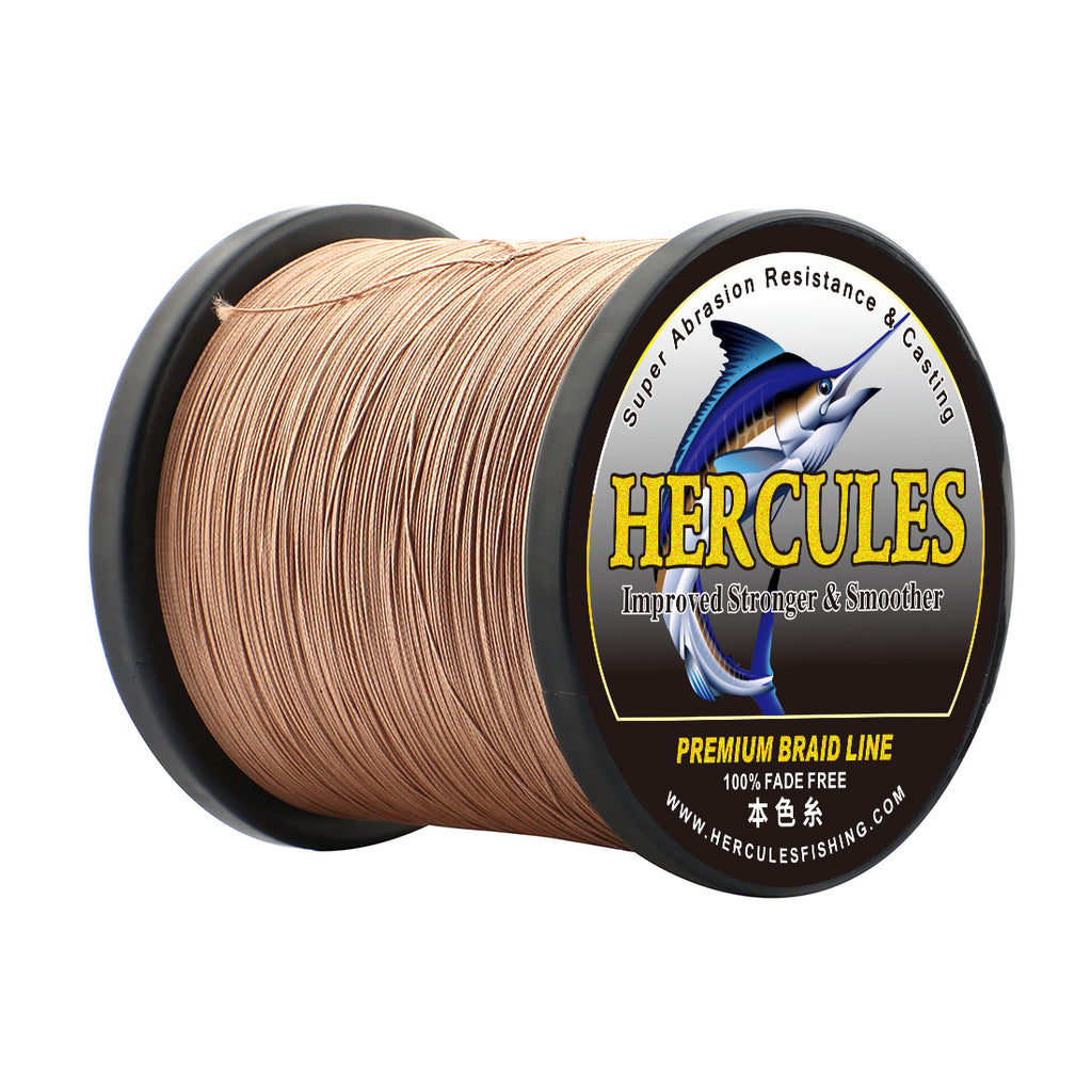 HERCULES No Fade Fishing Line Brown 8 Strands Strong PE Fishing Line 10LB-120LB Braided Fishing Lines HERCULES
