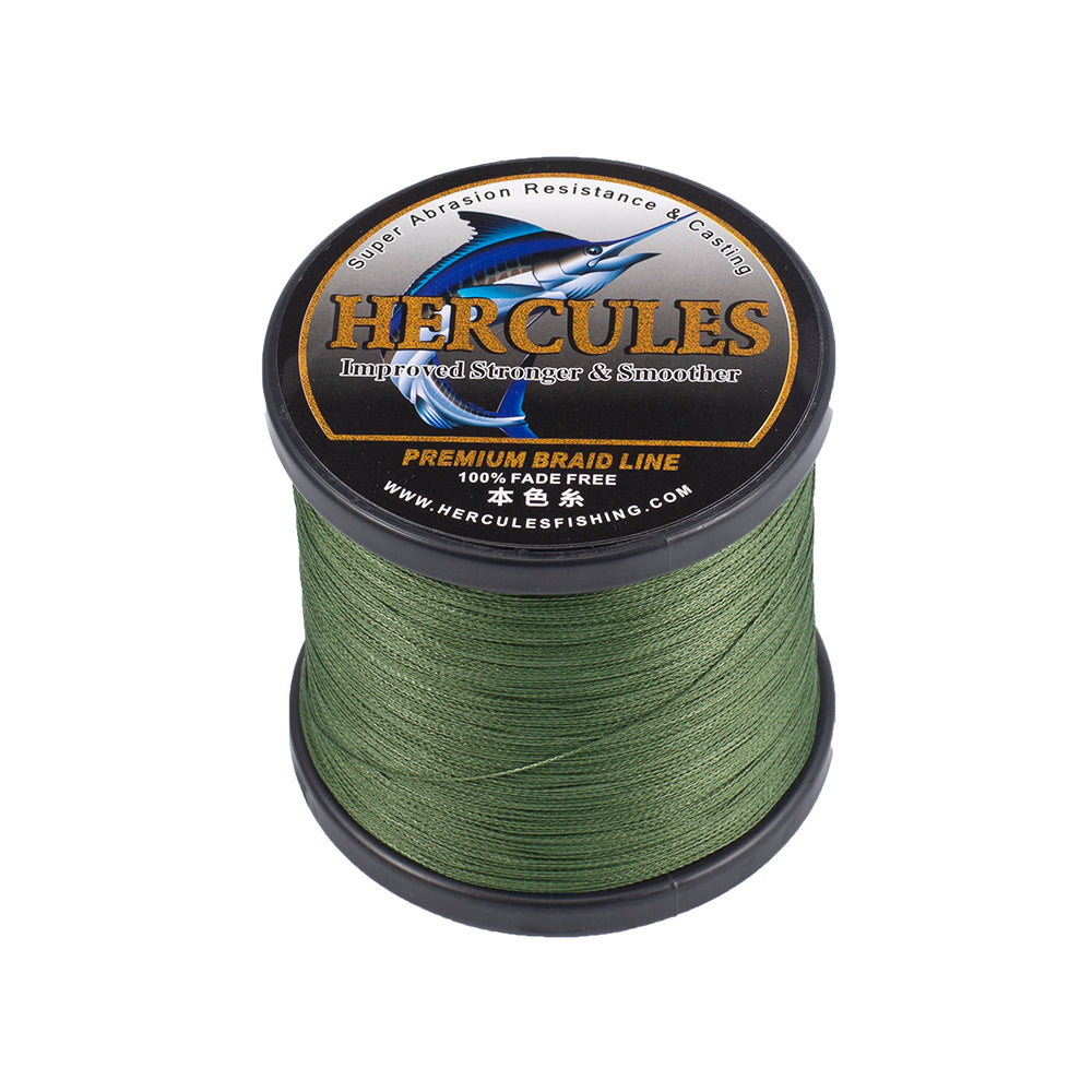 HERCULES No Fade Fishing Line Green 4 Strands 6LB-100LB Super Strong PE Braided Fishing Line HERCULES