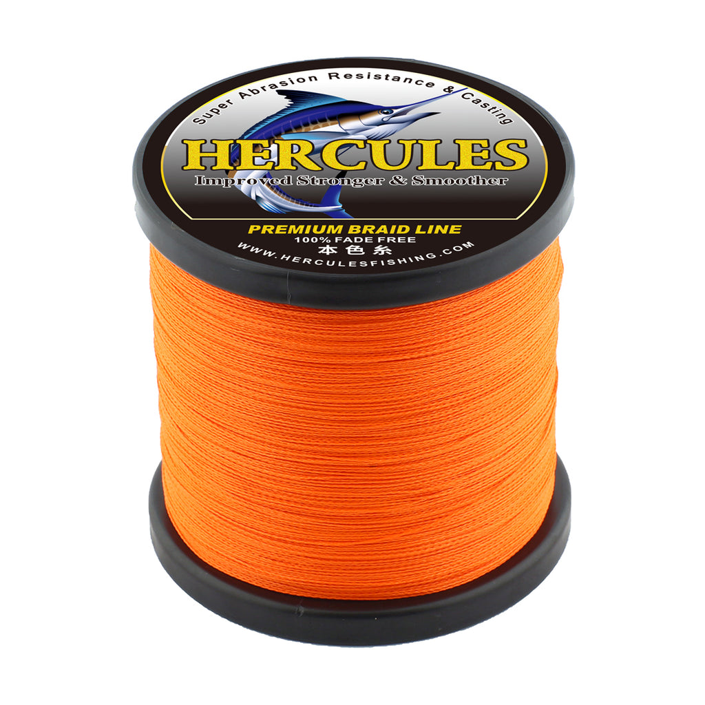 HERCULES No Fade Fishing Line Orange 4 Strands 6LB-100LB Super Strong PE Braided Fishing Line HERCULES