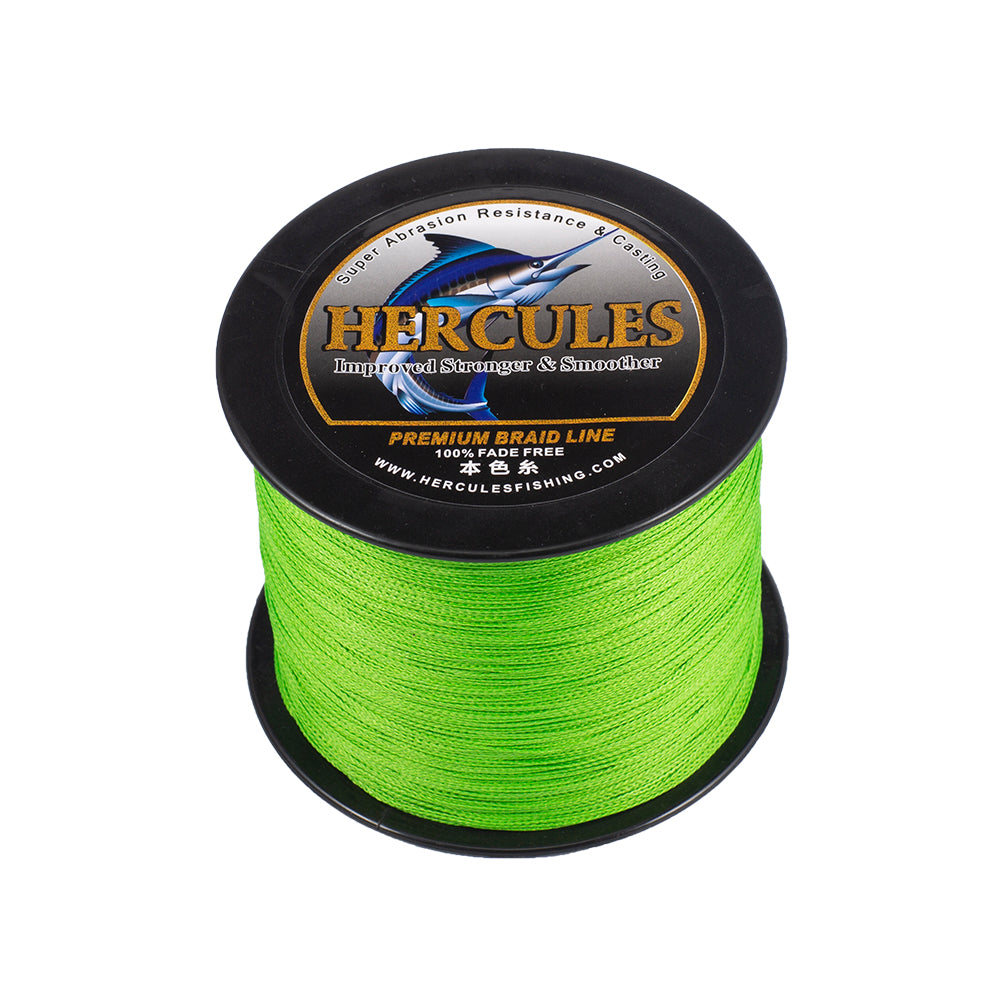 HERCULES No Fade Fishing Line Fluorescent Green 4 Strands 6LB-100LB PE Braided Fishing Line HERCULES