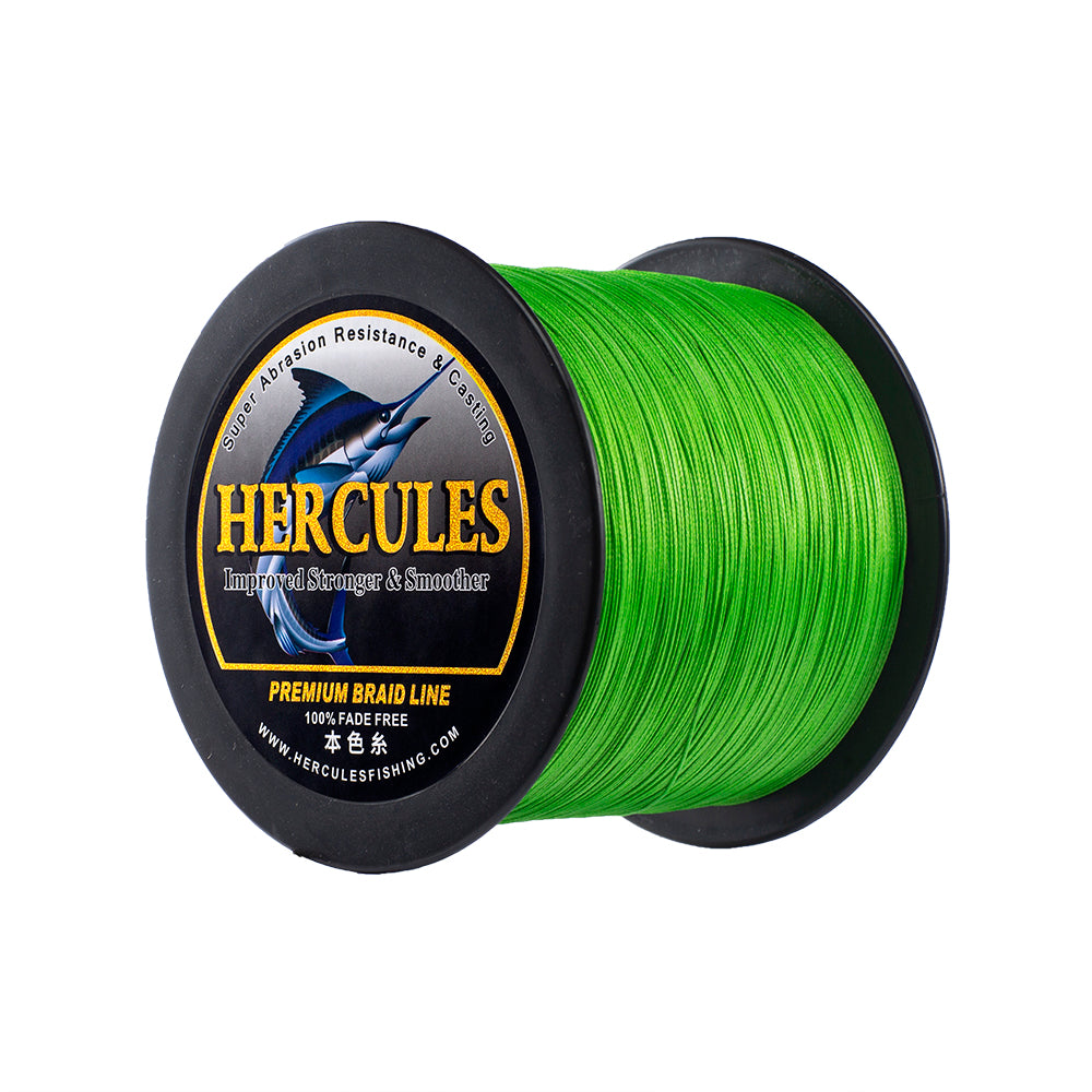 HERCULES No Fade Fishing Line Fluorescent Green 8 Strands PE Braided Fishing Line10LB-120LB HERCULES