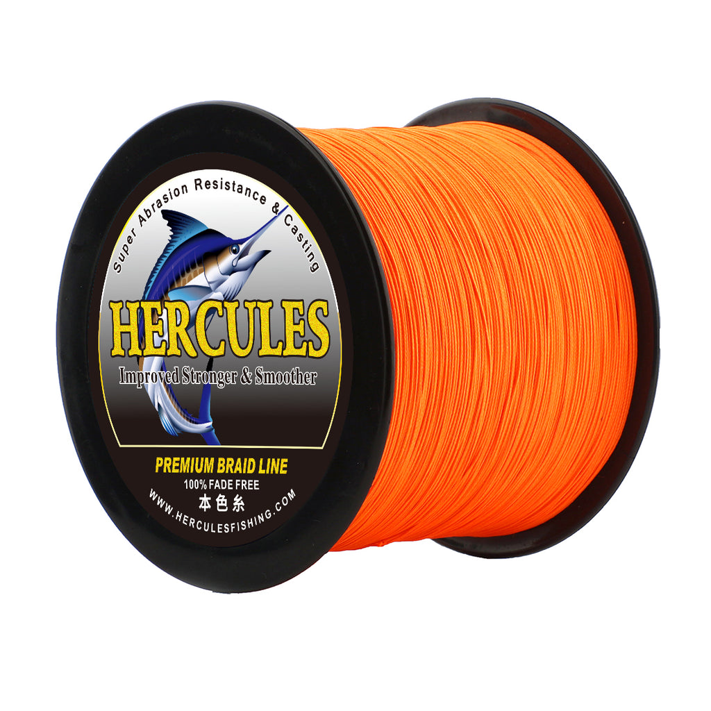 HERCULES No Fade Fishing Line Orange 8 Strands Strong PE Fishing Line 10LB-120LB Braided Fishing Lines HERCULES
