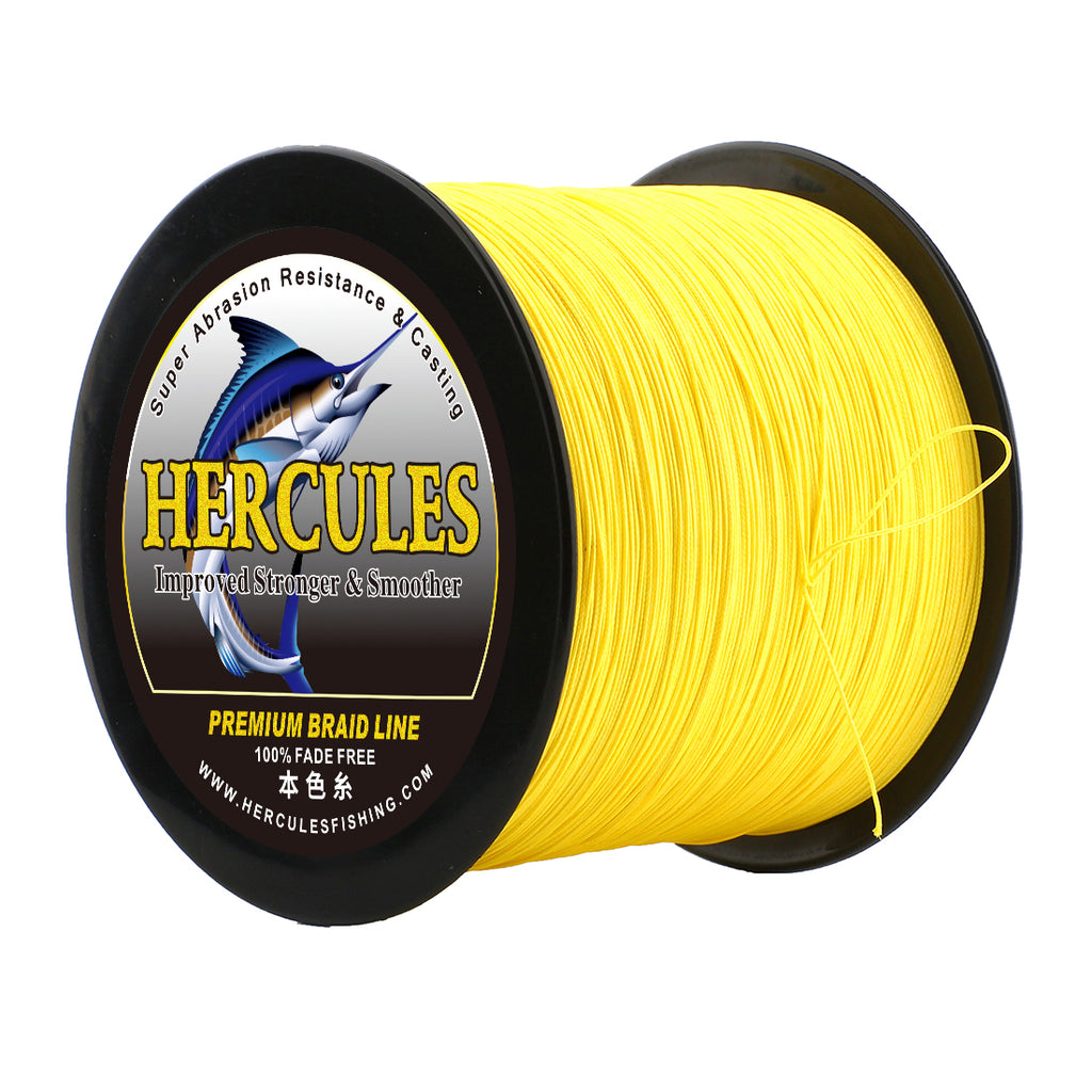 HERCULES No Fade Fishing Line Yellow 8 Strands Strong PE Fishing Line 10LB-120LB Braided Fishing Lines HERCULES