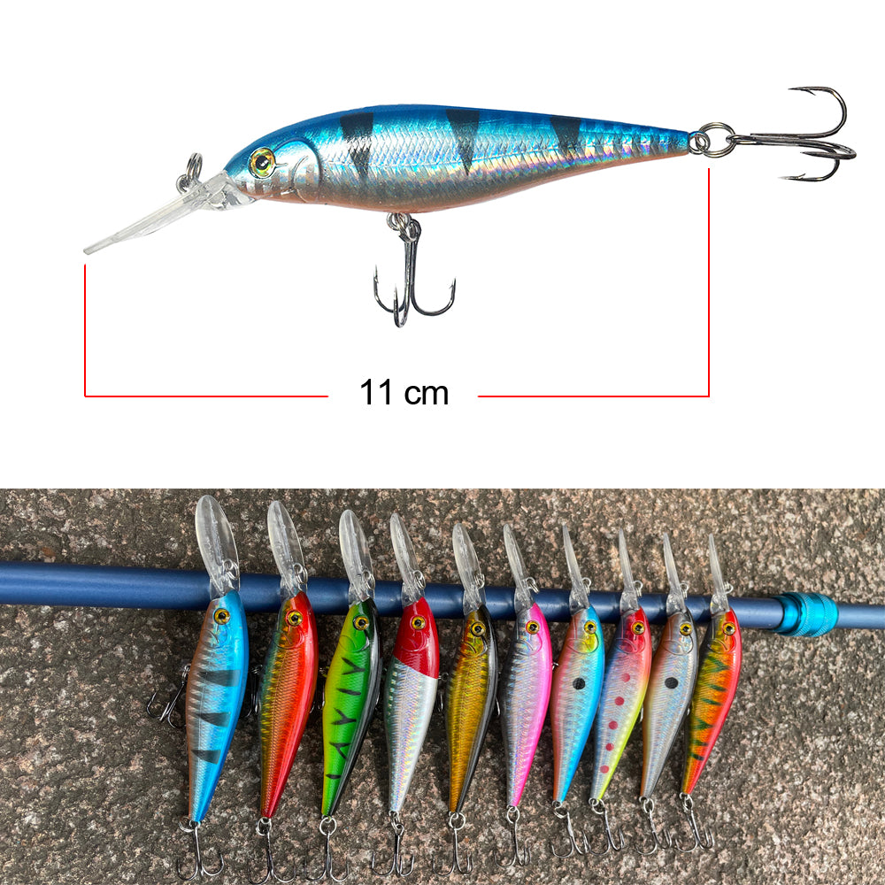 10pcs Fishing Lures Crankbaits Hook Minnow Baits Tackle Crank Fishing Kit