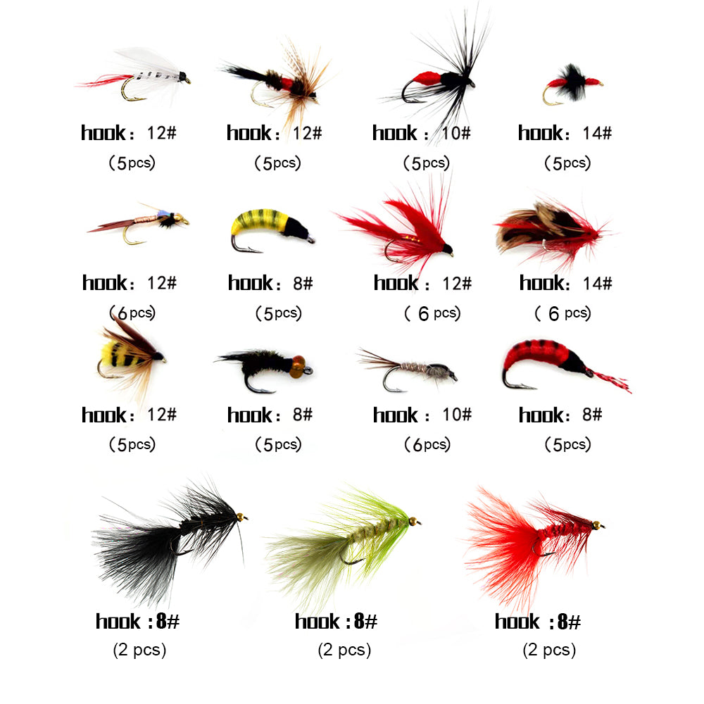 Fly Fishing Lures Kit with Tackle Box, Dry/Wet Flies,Nymph Flies