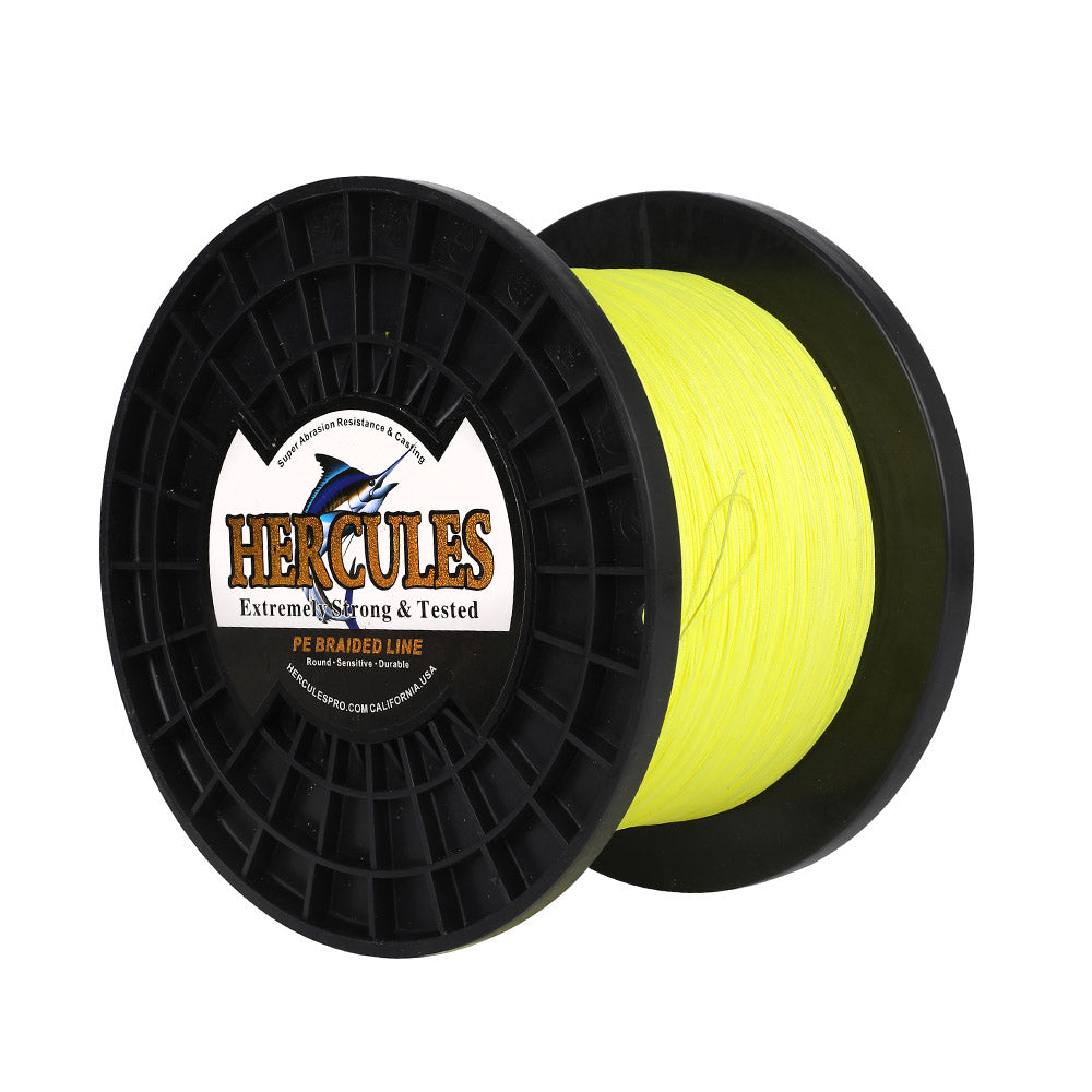 HERCULES 1500M 1640Yds Fluorescent Yellow 10lb-250lb PE Braid Fishing Line 12 Strands HERCULES