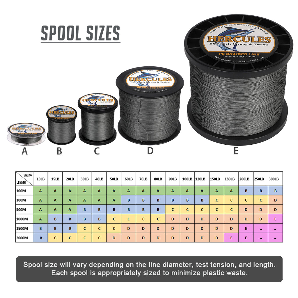 300M 328Yds Grey 10lb-300lb HERCULES PE braid Fishing Line 8 Strands HERCULES