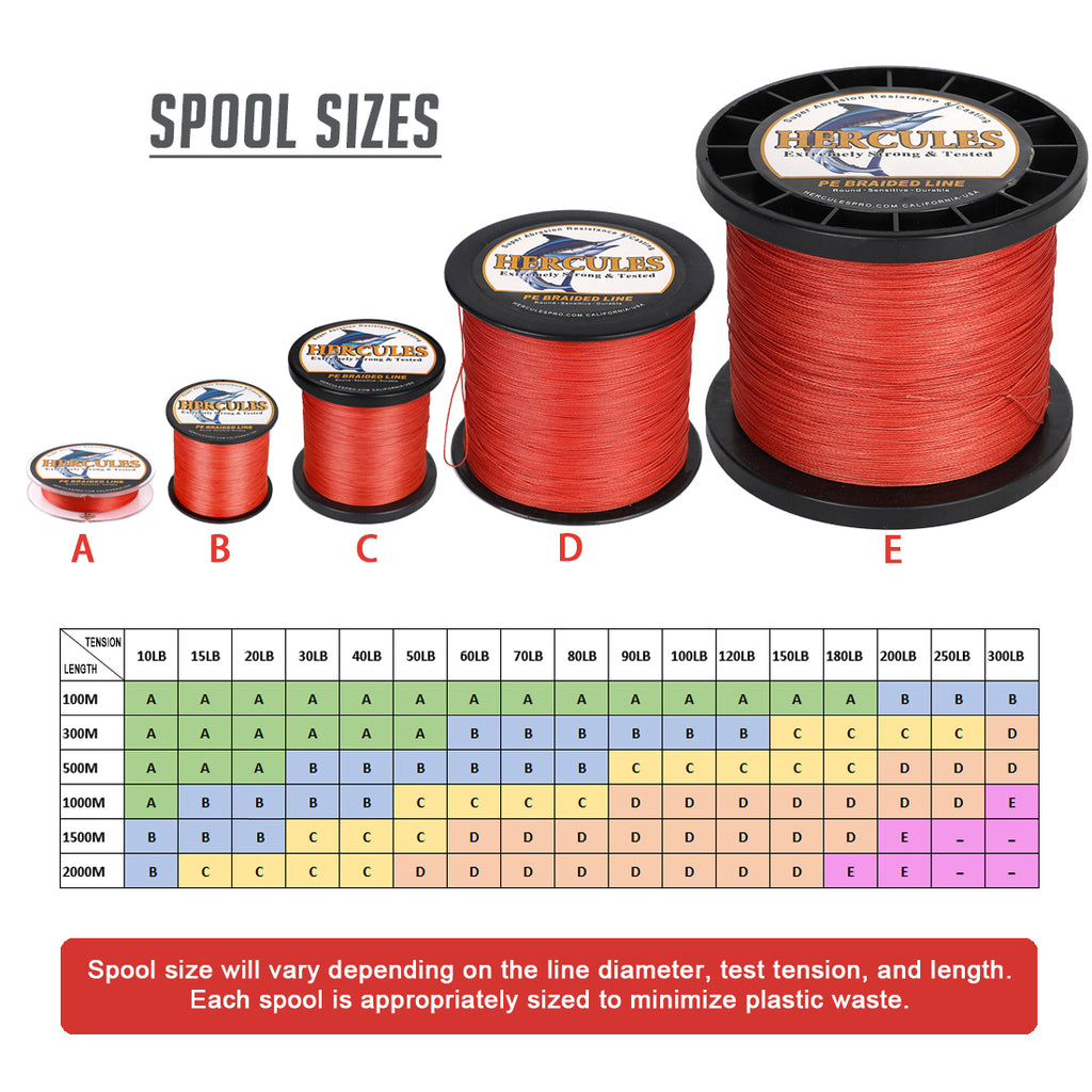 100M 109Yds Red 10lb-300lb HERCULES PE braid Fishing Line 8 Strands HERCULES
