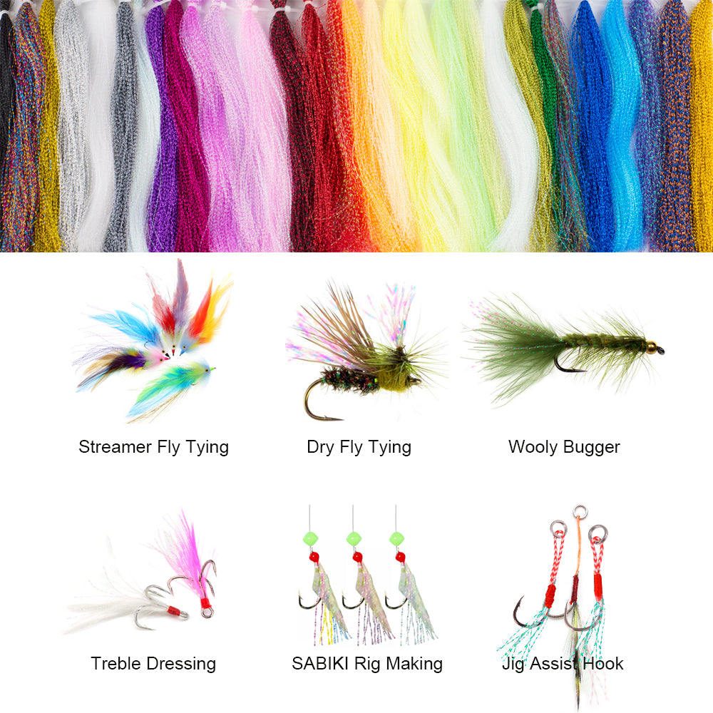 Colorful Crystal Flash Fly Tying Material,10 Colors Holographic Flashabou  Tinsel Fly Fishing Line for DIY Making Fishing Lure Dry Flies Saltwater