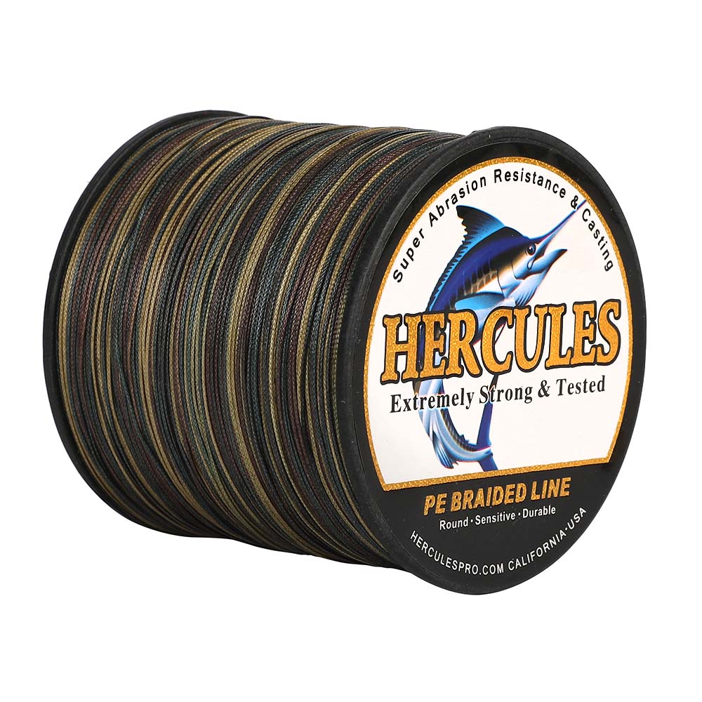 HERCULES 1500M 1640Yds Camouflage 10lb-250lb PE Braid Fishing Line 12 Strands HERCULES