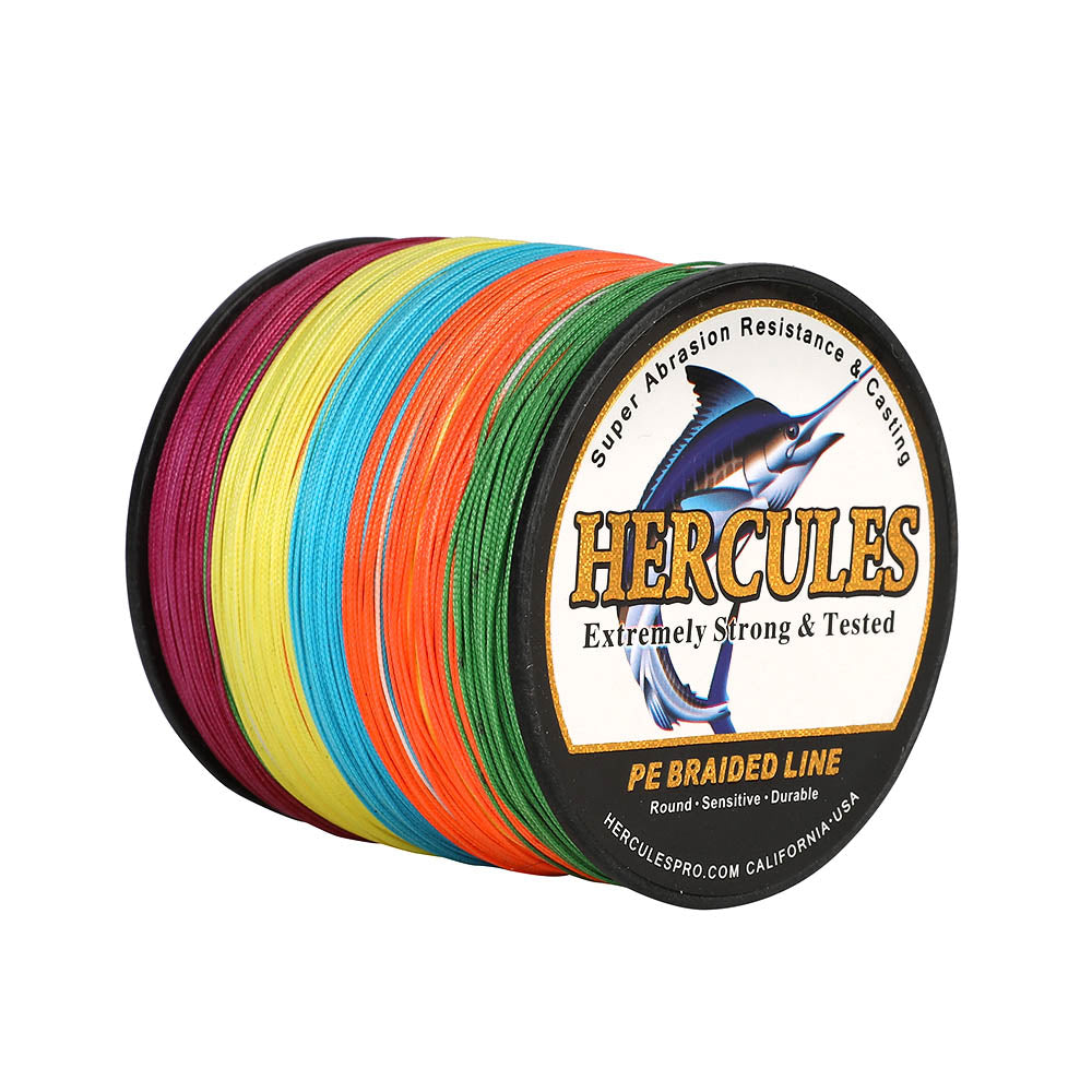 HERCULES 1500M 1640Yds Multicolor 10lb-250lb PE Braid Fishing Line 12 Strands HERCULES
