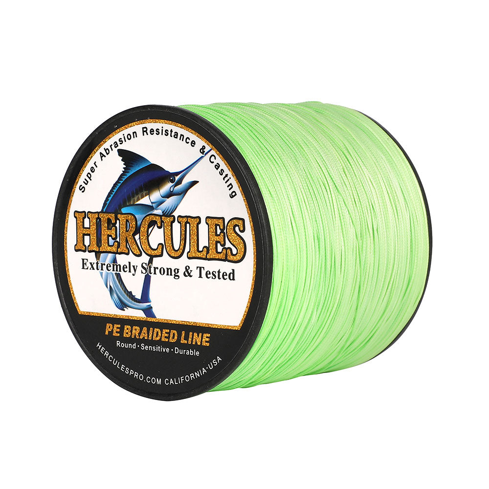 HERCULES 500M 547Yds Fluorescent Green 10lb-420lb PE Braid Fishing Line 12 Strands HERCULES