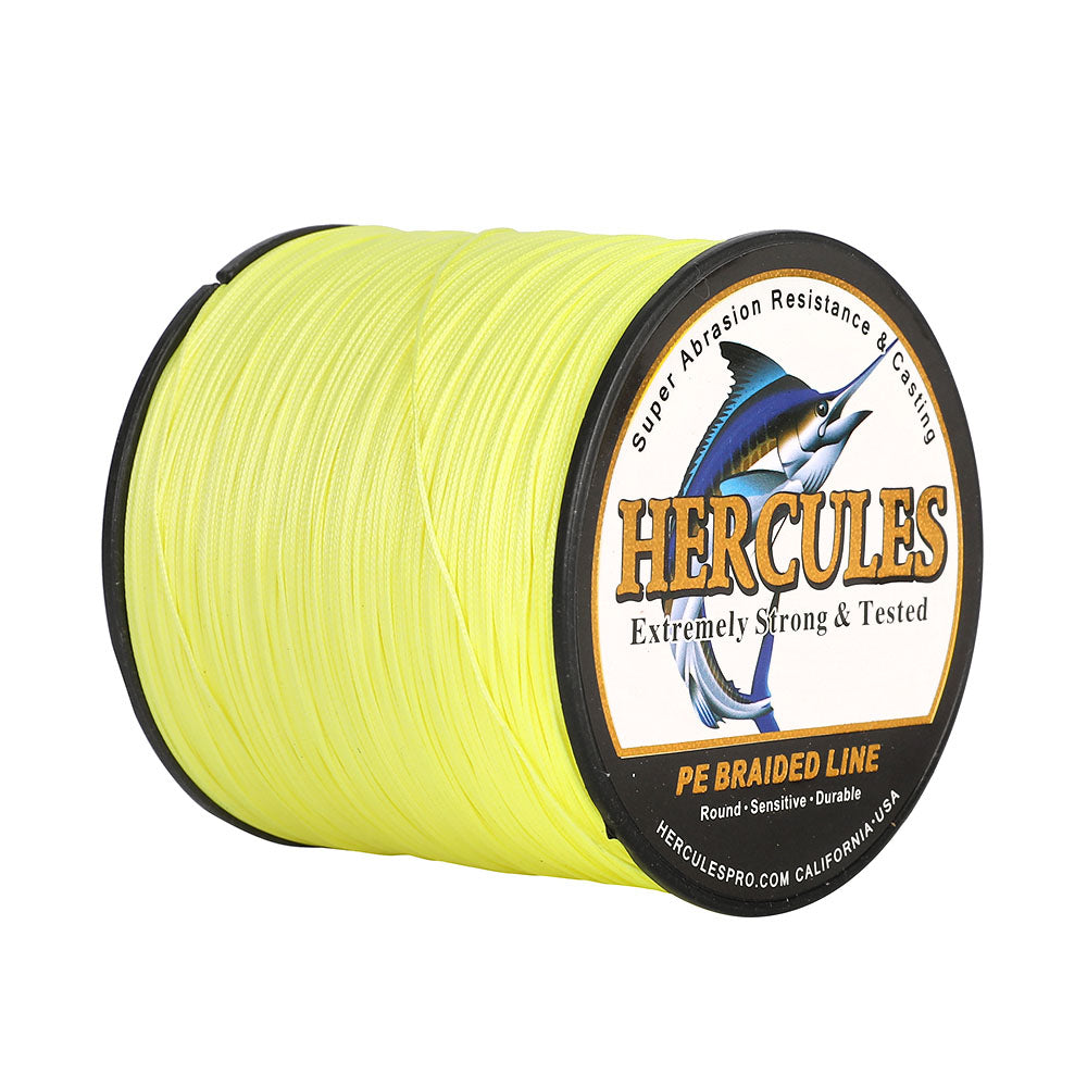 HERCULES 100M 109Yds Fluorescent Yellow 10lb-420lb PE Braid Fishing Line 12 Strands HERCULES