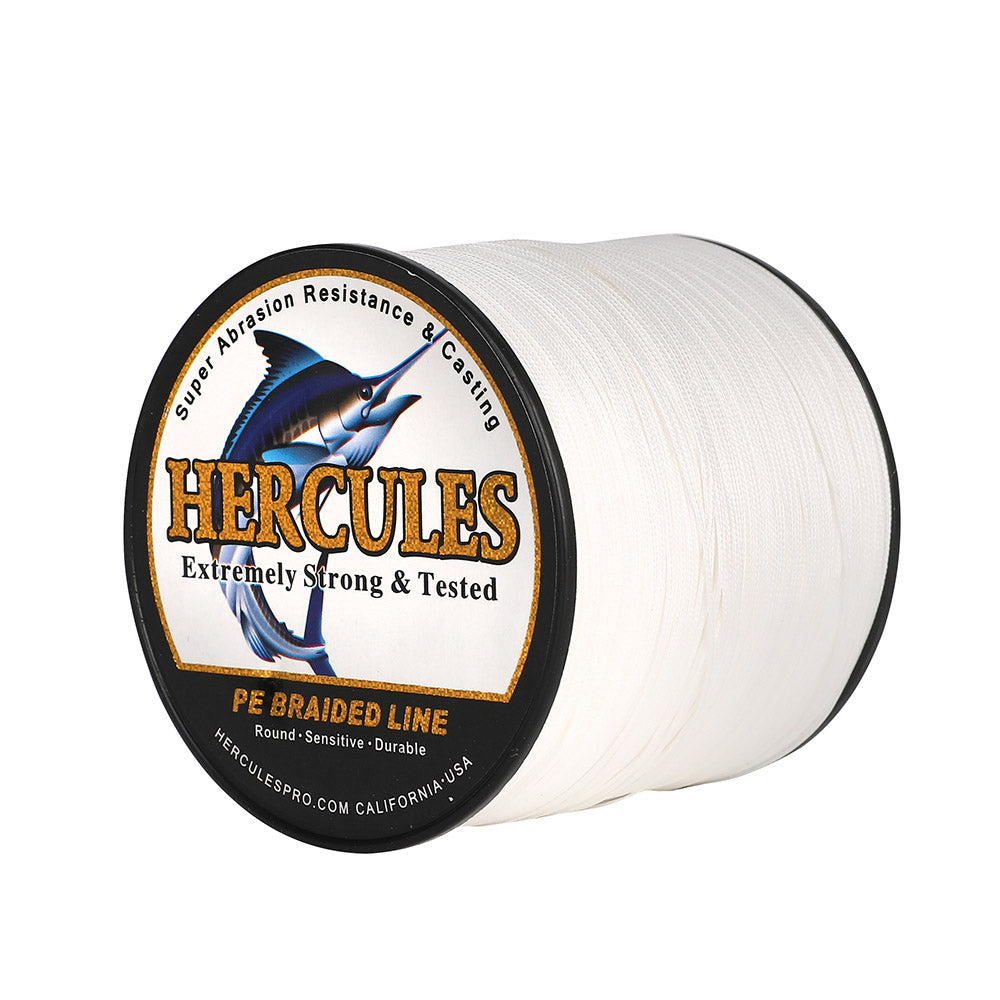 HERCULES 500M 547Yds White 10lb-420lb PE Braid Fishing Line 12 Strands HERCULES