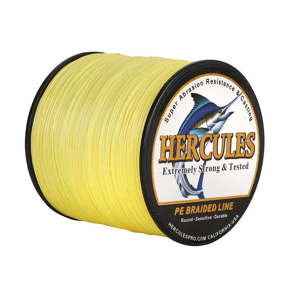 HERCULES 1500M 1640Yds Yellow 10lb-250lb PE Braid Fishing Line 12 Stra ...