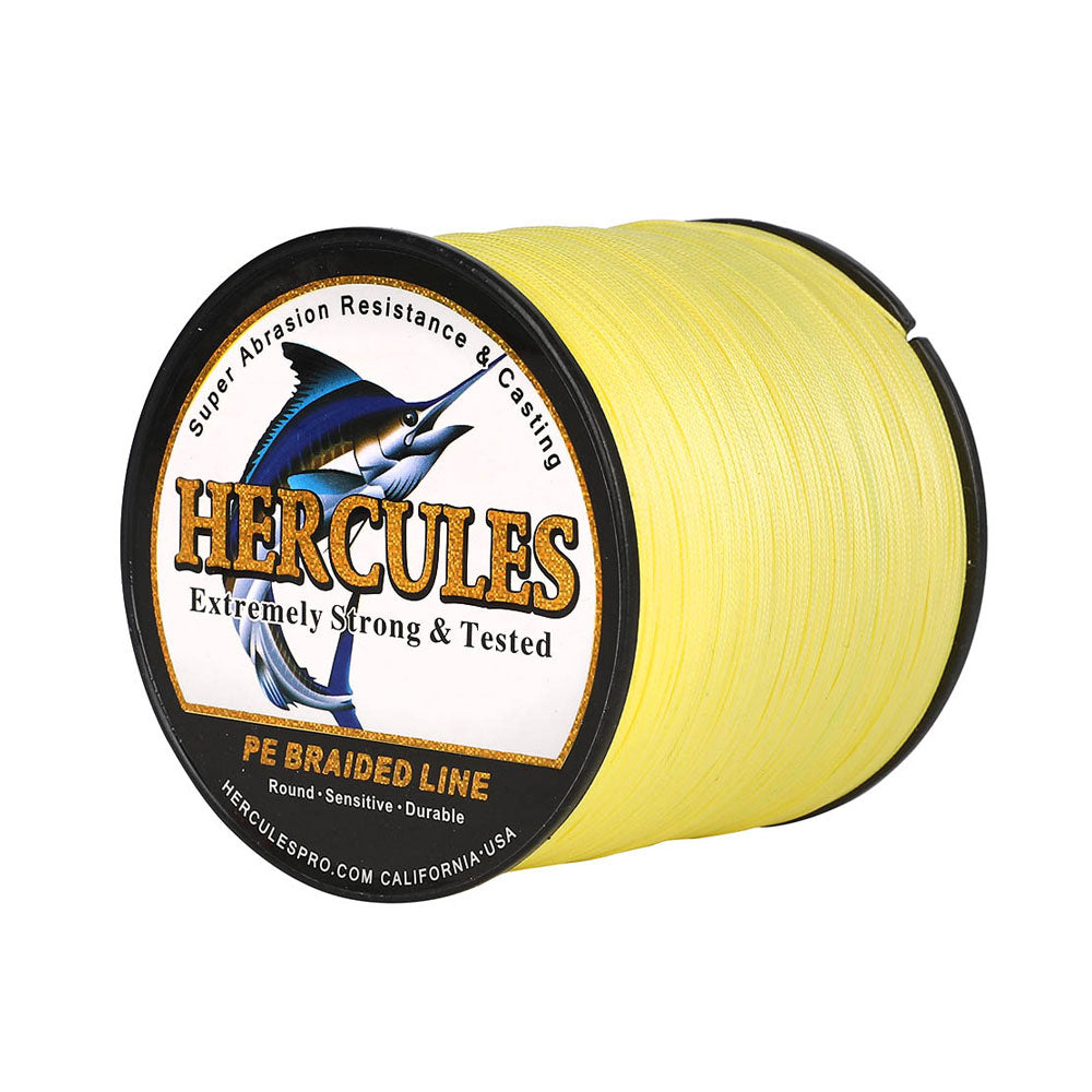 HERCULES 1000M 1094Yds Yellow 10lb-420lb PE Braid Fishing Line 12 Strands HERCULES