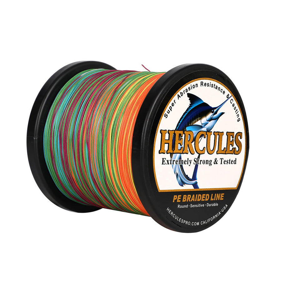 Fil De Pêche Tressé Hercules 12 Brins 1000m - Résistance 10-420LB, Anti-abrasion, Idéal Pour La Pêche En Mer