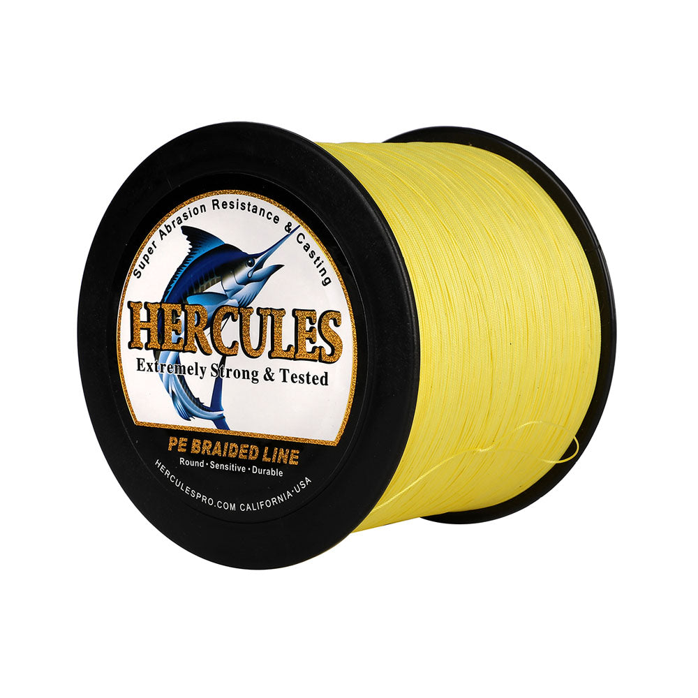 HERCULES 1000M 1094Yds Yellow 10lb-420lb PE Braid Fishing Line 12 Strands HERCULES