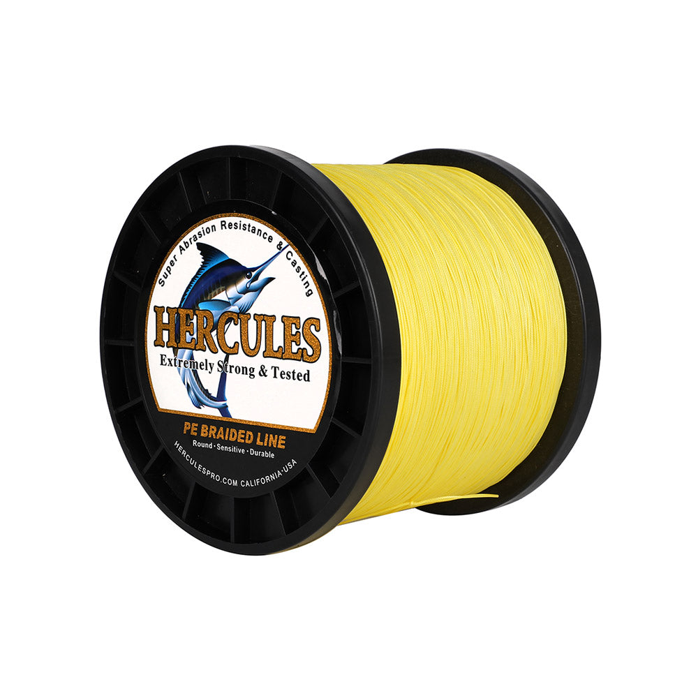 HERCULES 1000M 1094Yds Yellow 10lb-420lb PE Braid Fishing Line 12 Strands HERCULES